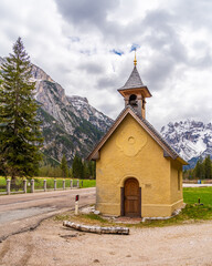 Fototapeta na wymiar Chapel in Landro is a church in South Tyrol of Italy