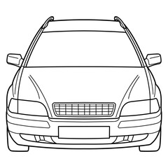 Classic station wagon. Different five view shot - front, rear, side and 3d. Outline doodle vector illustration	
