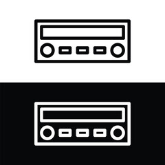 Car audio player icon. Outline of car audio player vector icons for web design isolated on white and black background