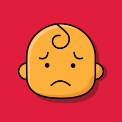 Sad Confused face Cute Baby Face Emoji