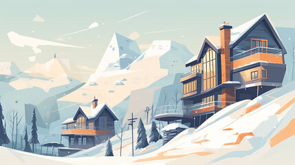 winter resort with lots of snow. ski and sledding holiday concept. Generative AI