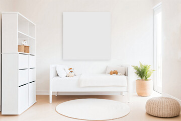 Obraz na płótnie Canvas Child room interior with bed poster