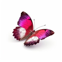 Pink & white butterfly with white background " ai generated "