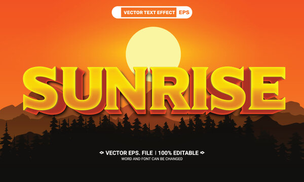 Sunrise 3d editable eps vector text effect