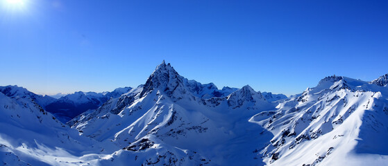 Snow Mountains Sunlight Build Wallpaper. Generative AI