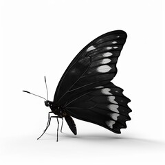 Black Butterfly with gray shade on white background