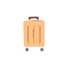 Yellow suitcase on wheels flat style, vector illustration