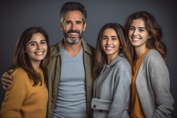 Fototapeta premium hispanic spanish family group photo in a studio - Generative AI