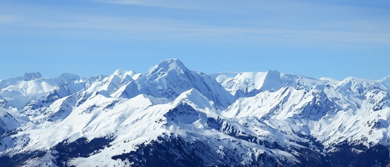 Snow Mountains Sunlight Build Wallpaper. Generative AI