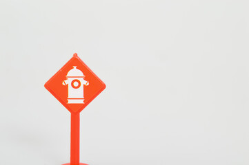 Fire hydrant sign isolated on a white background