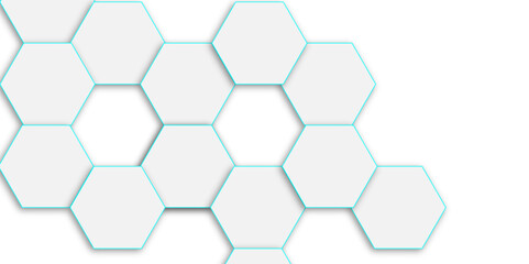 Luxury grey hexagonal abstract background with shadow and blue line. Geometric 3d texture illustration. Abstract hexagonal concept technology, banner and wallpaper background.