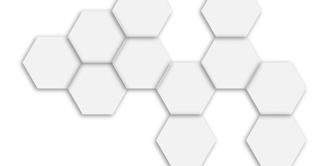 Luxury white and grey hexagonal abstract background with shadow. Geometric 3d texture illustration. Abstract hexagonal concept technology, banner and wallpaper background.