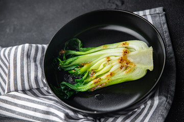 cabbage Bok choy or pak choy dish vegetable healthy meal food snack on the table copy space food background rustic top view 