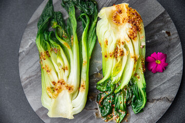 cabbage Bok choy or pak choy dish vegetable healthy meal food snack on the table copy space food...