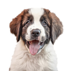 an adorable Saint Bernard puppy, Portrait, happy, smiling, and fun, Pet-themed, photorealistic illustrations in a PNG, cutout, and isolated. Generative AI