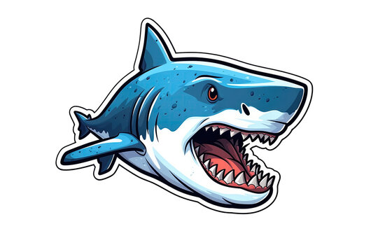 Shark Sticker On Isolated Transparent Background, Png. Generative AI