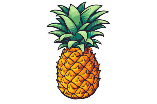 Pineapple Sticker On Isolated Transparent Background, Png. Generative AI