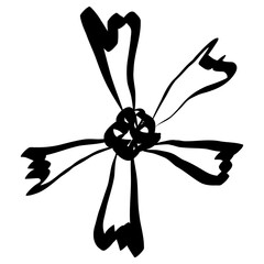 Flower Icon. Simple Hand Drawn Floral Element. Black Sketch ink Drawing Plant. Wildflower