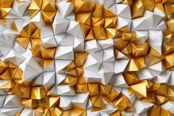 Lustrous Serenity: Subtle White and Gold Origami-inspired Textures for a Timeless Appeal, Generative AI