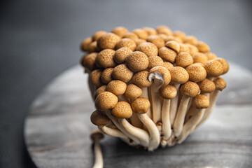 mushroom shimeji brown fresh food snack on the table copy space food background rustic top view 