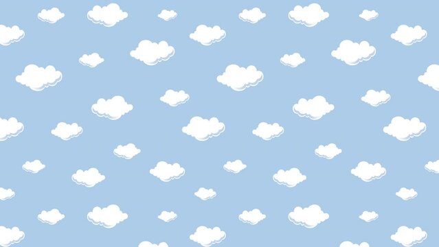 4k Cloudy sky animation. Animated Cartoon Clouds time lapse in blue sky background Natural clouds landscape illustration Clouds background Motional clouds wallpaper design Natural Background Template.