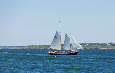Fototapeta premium Newport, Rhode Island. Sailboats in Fort Adams State Park on a sunny day