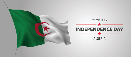 Algeria happy independence day greeting card, banner with template text vector illustration - obrazy, fototapety, plakaty