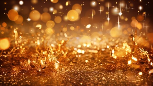 golden christmas lights HD 8K wallpaper Stock Photographic Image