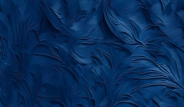 Abstract grunge decorative relief navy blue wall texture. AI Generative