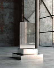 High strength steel alloy Minimalist mockup for podium display or showcase. AI generation