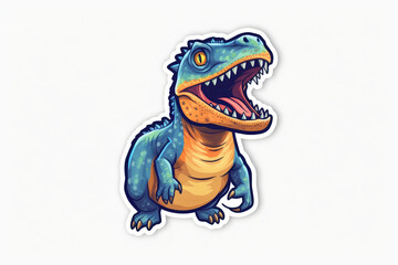 Dinosaur Sticker On White Background. Generative AI