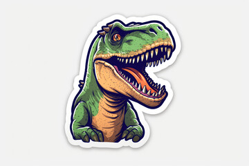 Dinosaur Sticker On White Background. Generative AI