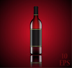 elegant red vine bottle / vector illustration