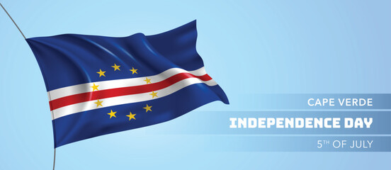 Cape Verde happy independence day greeting card, banner vector illustration