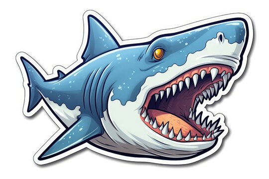 Shark Sticker On White Background. Generative AI