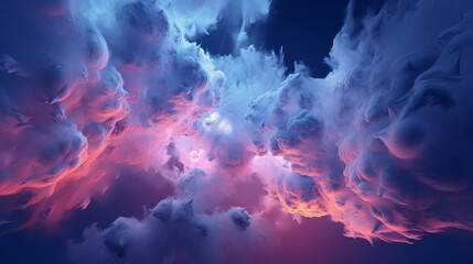 Obraz premium Majestic Hues: Mesmerizing Pink and Blue Cloudscapes ,Generative AI
