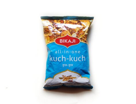 Guwahati, Assam, India - June 10, 2023 : Bikaji All in one Kuch Kuch snacks. 