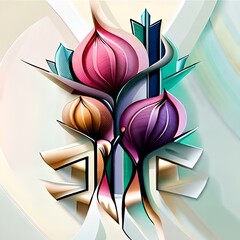 Abstract shaped colorful flower bouquet