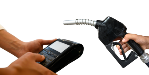 Bank pos ready to pay for a car fuel refueling