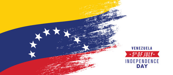 Venezuela happy independence day greeting card, banner vector illustration