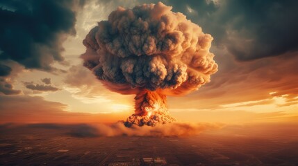 Explosion of nuclear bomb. AI generated.