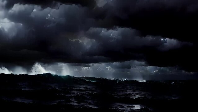 Dramatic stormy ocean sea at night with moving clouds
Powerful cinematic view of rough sea at night, 2023
