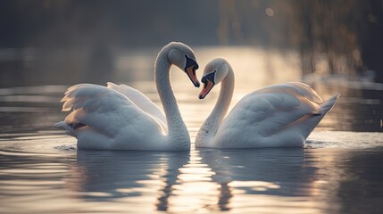 Two swans on the pond. AI generated.