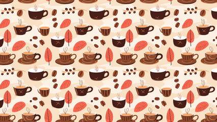 Background of coffee and cups (Generative AI)