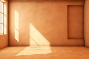 Empty room with amber gradient texture wall. Generative AI