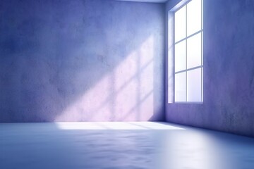 Empty room with indigo gradient texture wall. Generative AI