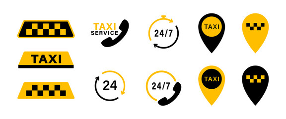 Taxi Service Icon Set Taxi