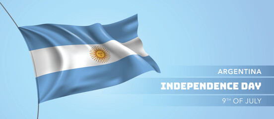 Argentina happy independence day greeting card, banner vector illustration
