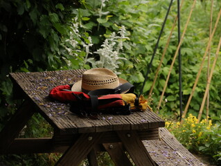 hat on the bench