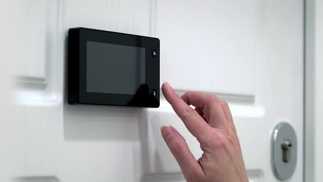 CCTV camera system at the front door. AI Cctv smart technology lifestyle concept.